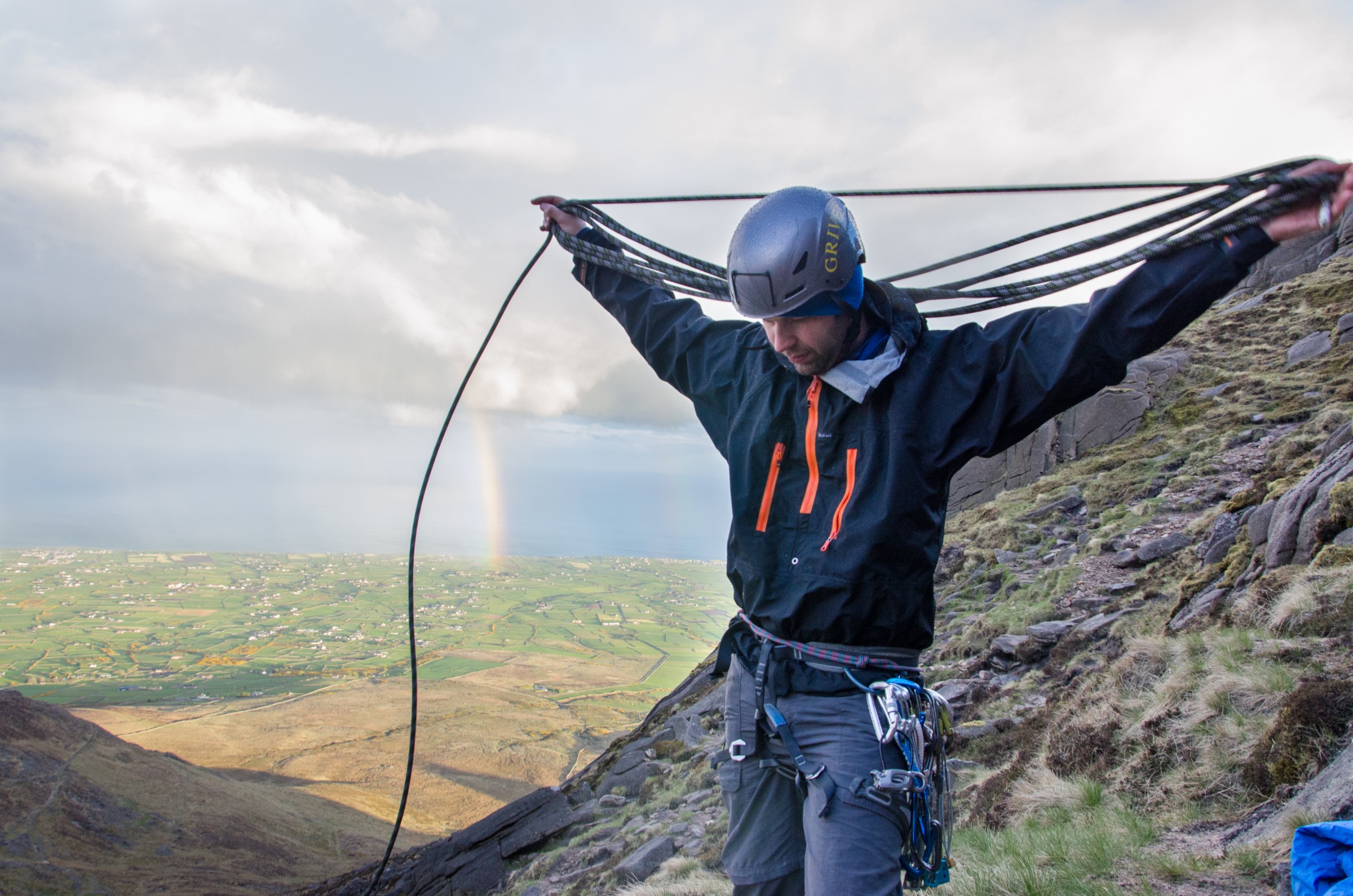 Eamonn coils up the climbing rope