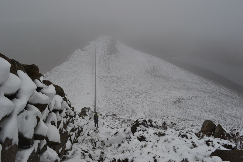 Descending Slieve Binnain, steep angle