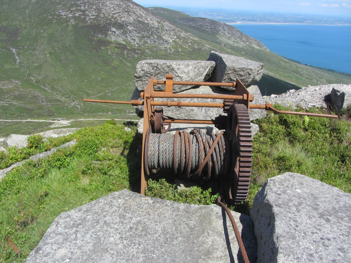 A winch used to lower the cut granite to the valley floor