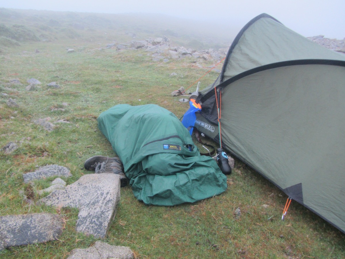 Ed still sleeping in his bivvy bag