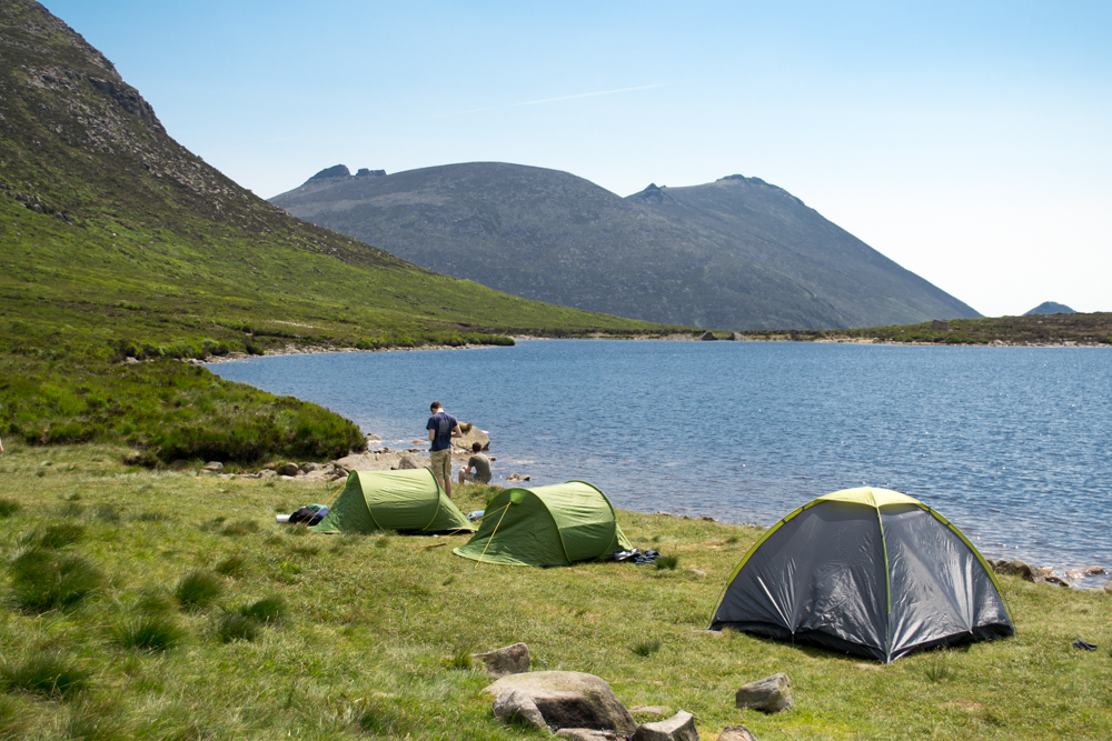 tents pitcheed beside Loughshannagh