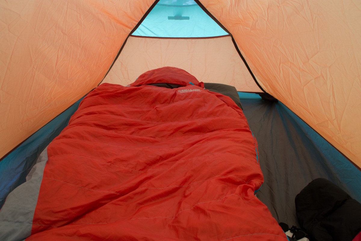 In a tent, held perfectly in place by the SynergyLink straps