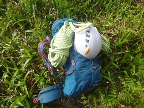 Montane Medusa 32L with rope and helemt attached