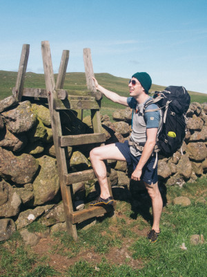 Wearing Vivobarfoot trail shoes while climbing stile