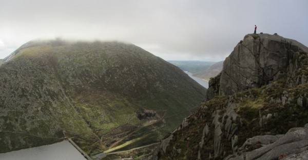 standing on Ben Crom looking at the reservoir beneath