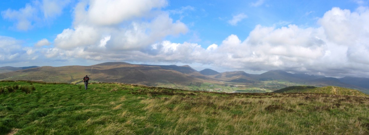 The view back across the Mourne range