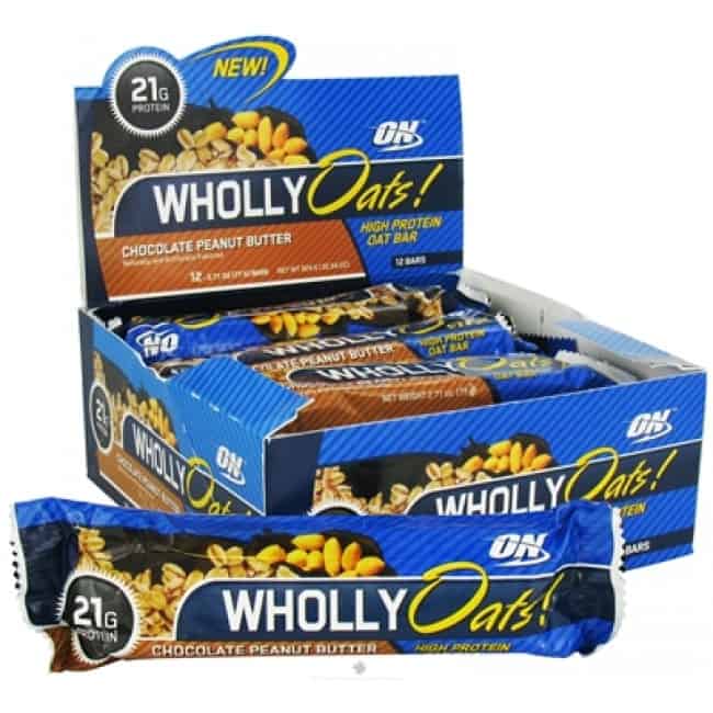 Optimum Nutrition Wholly Oats Chocolate Peanut Butter Review High protein Oats snack bar with peanut butter and chocolate flavor, ideal for hiking and outdoor activities.