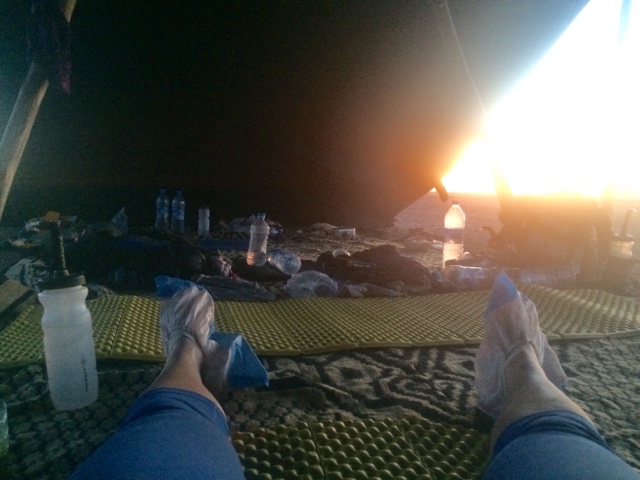 View from the tent at sunset