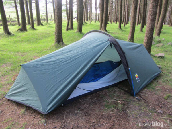 Picture of Zephyros 2 pitched, with door open, in a forest